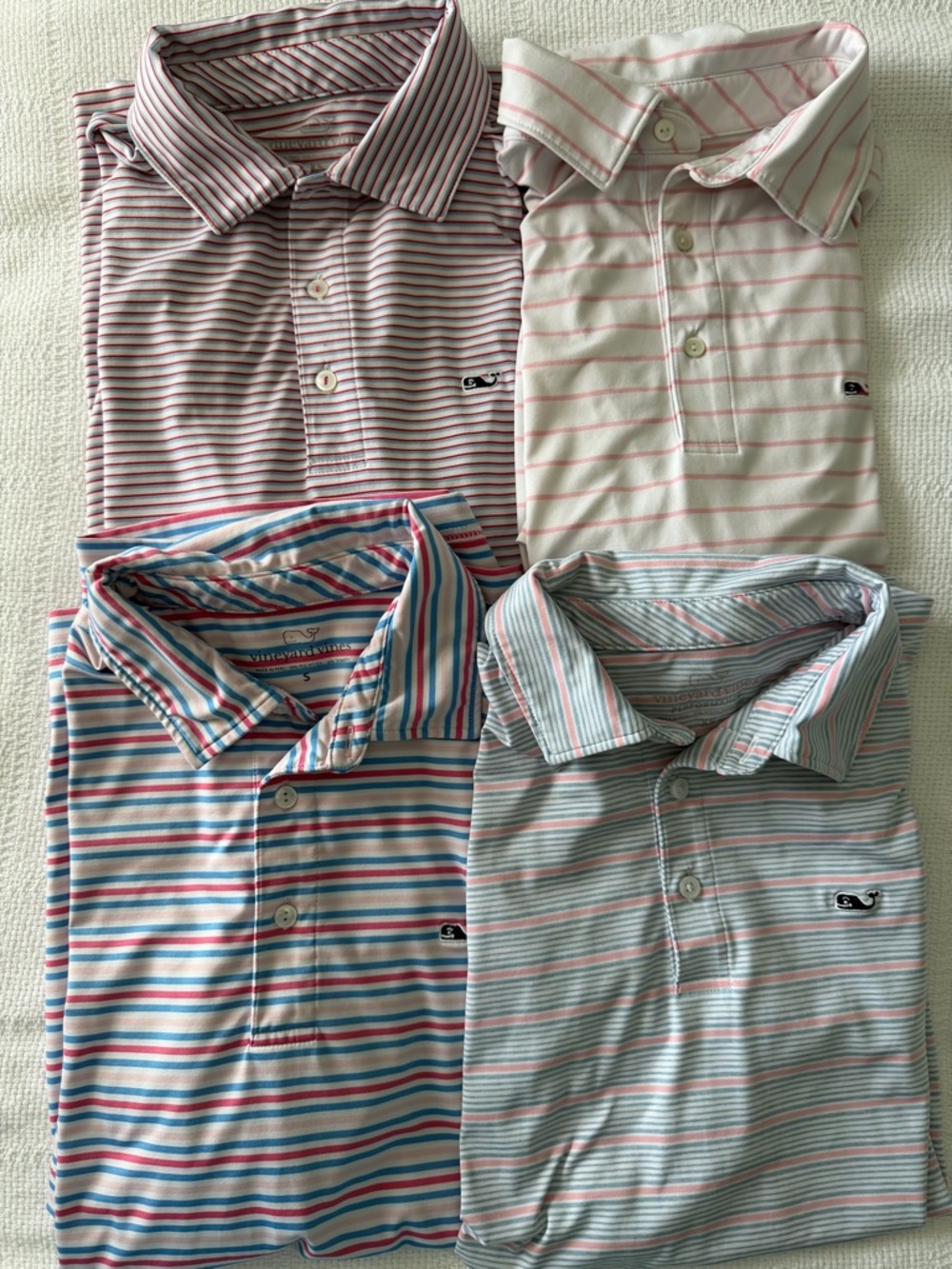 4 Vineyard Vines Mens Performance Striped Polo size XS & Small